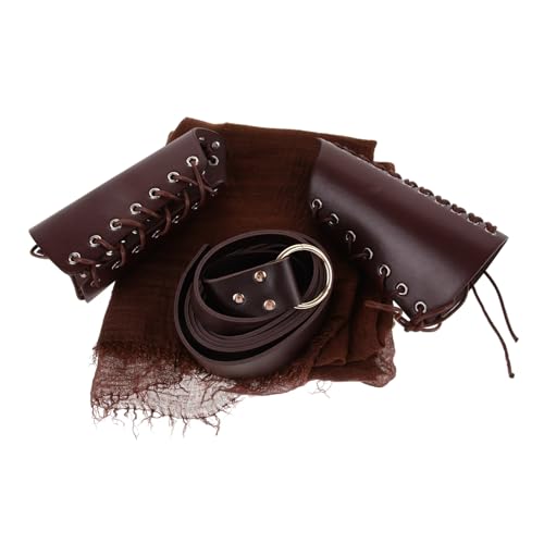 Gatuida 1 Satz Mittelalterliches Kostüm Zubehör Set Teiliges Cosplay Set mit Kapuze Armschienen und Gürtel für Halloween und Kostümpartys aus PU für Ritter Themenveranstaltungen von Gatuida