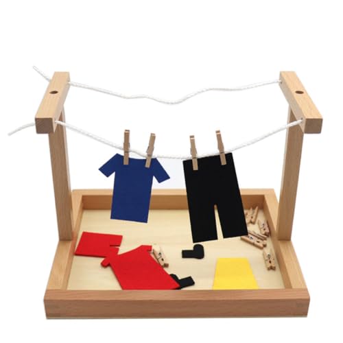 Gatuida 1 Satz Montessori Holzspielzeug für Farbige Kleideraufhängung Selbstpflege und Praktischen Fähigkeiten Lernspielzeug für Verschiedenen Kleidungstypen von Gatuida