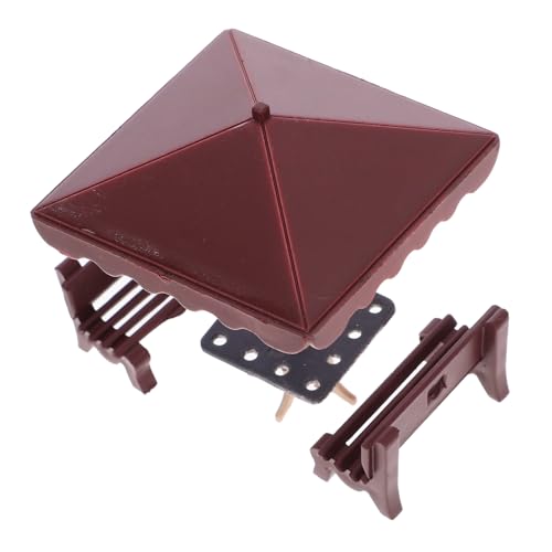 Gatuida 1 Satz Parkstuhl Modell Mini Puppenstubenmöbel gartenmöbel puppenmöbel mikrolandschaft Puppenhaus-Sonnenschirmmodell Puppenhaus Mikro-Landschaftsbank Abs Dark Brown von Gatuida