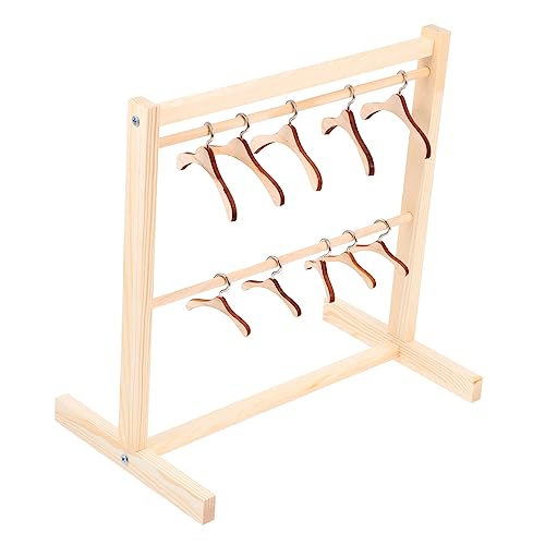 Gatuida 1 Satz Puppen-Kleiderbügel aus Holz Miniatur Puppenhaus Kleiderständer Gestell Dolly Puppen kleiderständer puppenkleiderbügel Modepuppe Puppenkleiderständer mit Kleiderbügeln von Gatuida