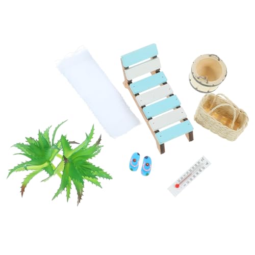 Gatuida Miniatur Strand Stil Holz Lounge Stuhl Set Puppe Szene Layout Requisiten von Gatuida
