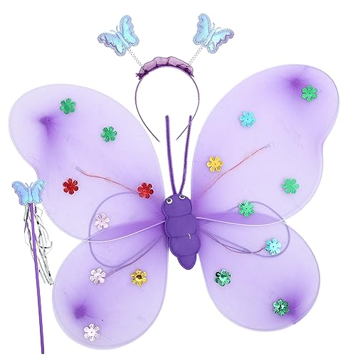 Gatuida 1 Satz Schmetterlingskostüm Set für Mädchen Glitzernde Kopfbedeckung Zauberstab für Karneval Halloween und Kostümpartys Batterie Gatuida 1 Satz Schmetterlingskostüm Set für Mädchen Glitzernde Kopfbedeckung Zauberstab für Karneval Halloween und Kostümpartys Batterie von Gatuida