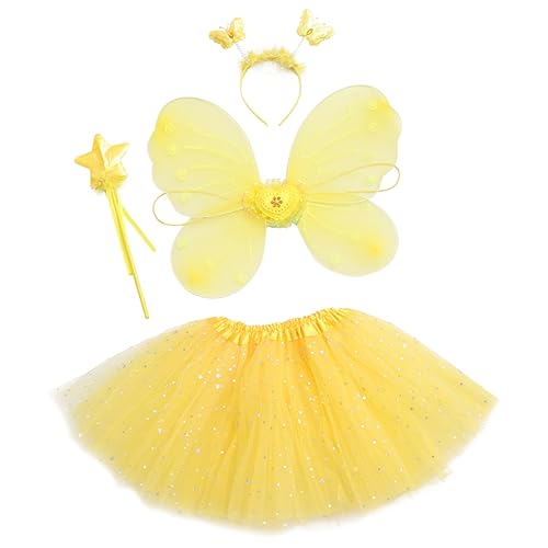 Gatuida 1 Satz Teiliges Schmetterlingskostüm für Mädchen Tüllrock Flügel und Zauberstab für Fasching Geburtstagsfeiern Tanzaufführungen und Hochwertiges Sicheres Material für Stundenlangen von Gatuida