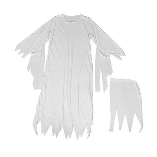 Gatuida 1 Satz Weißes Gespensterkostüm für Damen Halloween Verkleidung mit Hut Perfektes Outfit für Kostümpartys Grusel Events Rollenspiele Vielseitig von Gatuida
