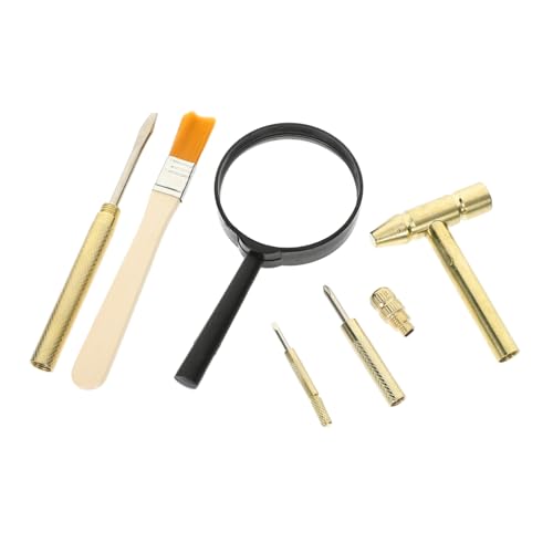 Gatuida 1 Set Grabmeißelhammer Ausgrabungsset Dinosaurier Grabwerkzeuge Grabset Ausgrabungswerkzeugset Grabhammer Bürste Meißelwerkzeugset Edelstein Grabset Abs Golden von Gatuida
