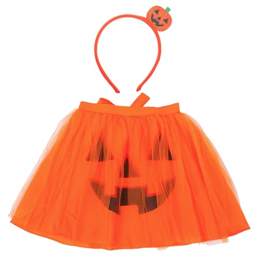 Gatuida 1 Set Halloween-Kürbis-Thema-Cosplay-Kostüm – Kürbis-Stirnband und orangefarbener Tutu-Rock für Frauen für Halloween-Geburtstags-Mottopartys von Gatuida
