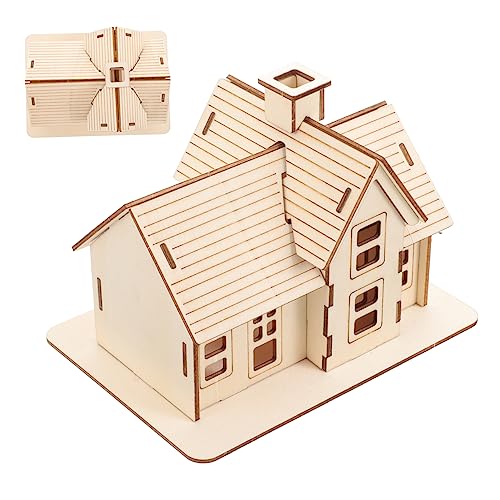 Gatuida 1 Set Holzmodell Landhäuser Basteln Für Erwachsene Miniatur Kabinen Puzzle DIY Puppenhaus Bausatz Modellbausätze Für Erwachsene Und Männer Heimbibliotheksdekor DIY von Gatuida