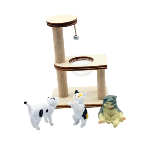 Gatuida 1 Set Katze Klettergerüst Kleiner Mini Baum Haustierartikel Indoor Katzen Puppenhaus Zubehör Möbel Modell Desktop Ornament von Gatuida