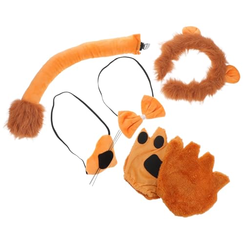 Gatuida 1 Set Löwen-Cosplay-Kostüm: Halloween-Löwe, Nase, Ohren, Stirnband, Fliege, Tier-Anziehkleidung, Outfit-Zubehör für Halloween, Weihnachten, Geburtstagsparty-Zubehör von Gatuida