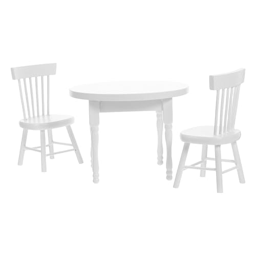 Gatuida 1 Set Miniatur-Puppenhaus-Tisch- und Stuhl-Set, Puppenhaus-Möbel, Spielzeug für -Küche – -Zubehör und Möbel aus Holz, Weiß von Gatuida