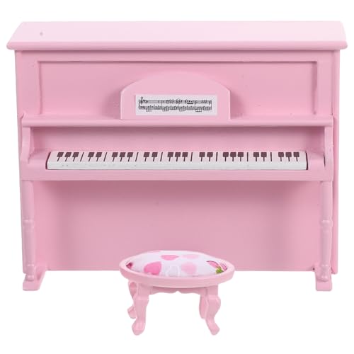 Gatuida 1 Set Miniaturmöbel: Puppenhaus-Klaviermodell, Mini-Klavier mit Hocker – Mini-Musikinstrument-Schreibtisch-Ornament – Puppenhaus-Möbelmodell im Maßstab 1:12 von Gatuida