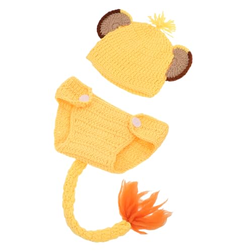 Gatuida 1 Set Neugeborenen-Foto-Requisiten-Outfit: Süßes Löwen-Häkelstrickkostüm, Unisex, Kleinkinder, Mädchen/Jungen, Mütze, Shorts, Fotografie-Kleidung von Gatuida
