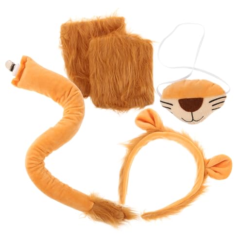 Gatuida 1 Set Partydekorationen Löwenkostüm Kleinkind Haariges Löwenstirnband Cosplay Löwenkostüm Zubehör Tierkostüm Löwenschwanz Löwenkostüme Für Erwachsene Hellbraunes Flanell von Gatuida