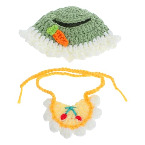 Gatuida 1 Set Puppenmütze und Lätzchen: Entzückende gewebte Kopfbedeckung und Lätzchen für Cosplay-Partys und Foto-Requisiten – Puppen-Anziehset, kompatibel mit Labubu von Gatuida