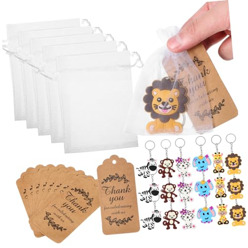 Gatuida 1 Set Walddschungeltier Kindergeburtstag Cartoon Schlüsselanhänger Set Dschungel Tier Schlüsselanhänger Dschungel Party Dekorationen Tier Stil Kindergeschenke Cartoon von Gatuida