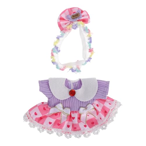 Gatuida 1 Set entzückendes Puppenkleidungsset für Neugeborene Puppen, Prinzessinnenrock und Schleifenstirnband, Miniatur-Requisiten für Puppenhaus-Dekor, kompatibel mit Labubu von Gatuida