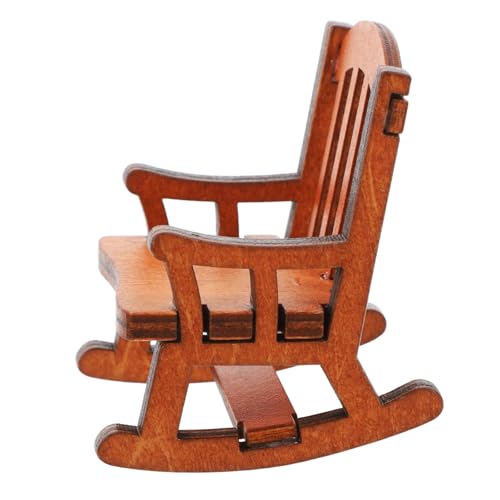 Gatuida 1 Stück Hölzerne Schaukelstuhl -Ornamente Living Room Decoration wohnzimmerdeko Zubehör im Maßstab 1:12 kleine Puppenmöbel Mini-Schaukelstuhlfiguren Miniatur-Puppenhauszubehör von Gatuida