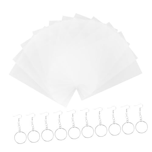 Gatuida 10 Blatt Teiliges DIY Schrumpffolien Set Halbtransparente Handbemalte Schrumpffolie mit Silbernen Ohrhaken und Schlüsselringen zum Basteln von Schmuck und Schlüsselanhängern von Gatuida