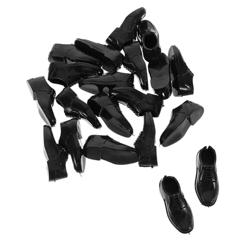 Gatuida 10 Paare Babydoll-Schuhe für puppenschuhe Schwarze Puppen Schuhe sammlerstücke Puppen-Minischuhe Miniatur-Herrenschuhe Bjd-Schuhe Miniatur-Schuhe Plastik Black von Gatuida