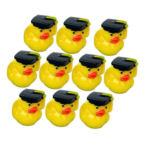 Gatuida 10 Stück Abschlusshut Duckling Ornamente Mini-Dinge Mikrospielzeug Kleine Dinge Miniaturtiere Zum Verstecken Winzige Spielsachen Mikrolandschaft Miniatur-Dinge Yellow Harz von Gatuida