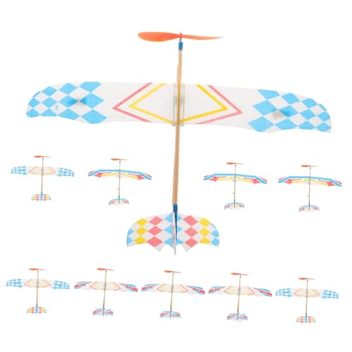 Gatuida 10 Stück Angetriebenes Flugzeugmodell Kleinkind Outdoor Flugspielzeug Flugzeugform Spielzeugflugzeuge Doppeldecker Flugspielzeug Gummiflugzeuge Modellflugzeug von Gatuida