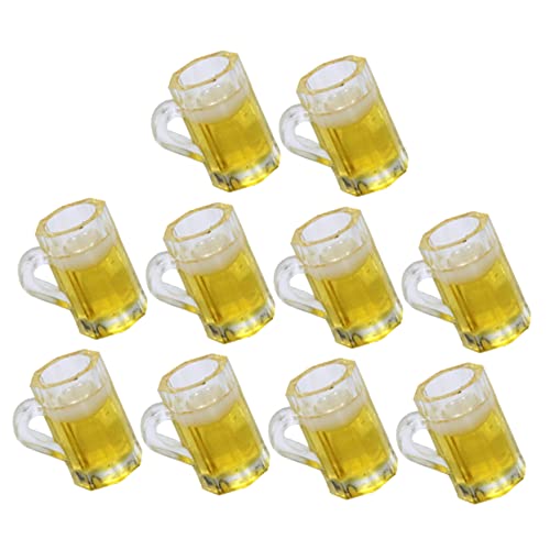 Gatuida 10 Stück Bierkrug-Modell Tassen winzig Mini-Bierschnapsbecher-Verzierungen Bierbecher-Ornamente klein Miniaturen Mini - Miniaturbierbecher Mini-Tasse Puppenhausbier Harz Gelb von Gatuida