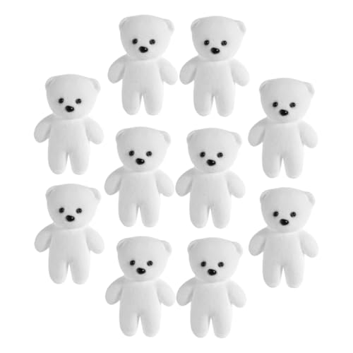 Gatuida 10 Stück Blasenbär Geburtstags-minibär Süßer Miniatur-katzenbär Mini-plüschtier-schlüsselanhänger Mini-plüschbären Mit Tutus Kleiner Bärenkopf Abschluss Bär Minibären Schaum Weiß von Gatuida