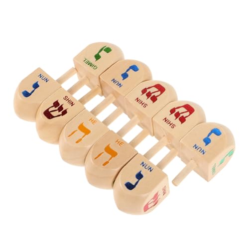 Gatuida 10 Stück Holz Dreidel für Chanukka Interaktive Holz Dreidel Spielzeuge für Unterricht und Freizeitgestaltung von Gatuida