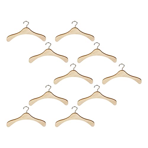 Gatuida 10 Stück Holzkleiderbügel für Puppen Kleiderständer für Puppenmode zur Aufbewahrung von Puppenkleidung im Kinderzimmer von Gatuida