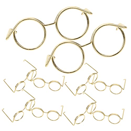 Gatuida 10 Stück Metallbrille Puppenbrille Für Zum Anziehen Der Puppe Trendy Runde Drahtgläser Puppe Rand Miniatur Puppe Verkleiden Zubehör Golden von Gatuida