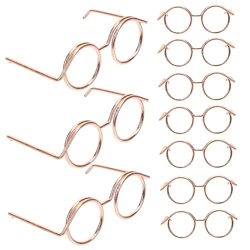 Gatuida 10 Stück Mini Brillen Für Trendige Puppen Halloween Outfit Dekorative Brillen Dekore Miniatur Brillen Requisiten Puppenbrillen Ornamente Miniatur Puppenbrillen Roségold von Gatuida