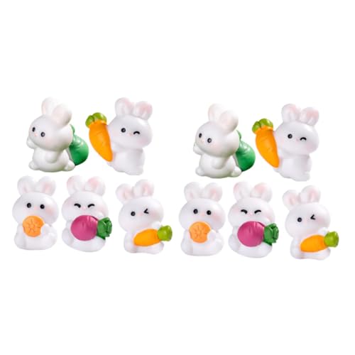 Gatuida 10 Stück Mini Kaninchen Ornament Kleine Feengarten Miniaturen Süße Hasenfiguren Kleine Kaninchen Miniaturfiguren Miniatur Kaninchenfiguren Harz von Gatuida