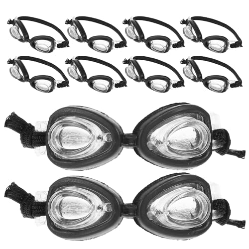 Gatuida 10 Stück Miniatur-Schwimmbrillen: Puppenbrille/Sonnenbrille, Ankleidezubehör – Kleine Schwimmbrillen & Ankleiderequisiten für Puppen – Puppenhauszubehör von Gatuida