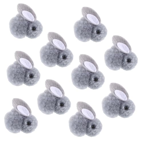Gatuida 10 Stück Plüsch Häschen Hase Kaninchen Puppe Ohren Cuddly Bunny Cute Accessories Osterkorbdekoration rucksacksauger skabiosen DIY-Verzierung Handwerkdekoration Grey von Gatuida