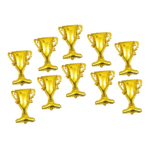 Gatuida 10 Stück Teiliges Aluminium Folienballons in Gold Pokal Form Langlebige Metallic Luftballons für Abschlussfeier Gratulation Partydekoration Innen und Außen von Gatuida