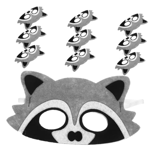 Gatuida 10 Stück Teiliges Filz Tiermasken Kindgerechte Cartoon Waschbär Halbe Gesichtsmasken Langlebig und Farbecht für Zoo und Dschungel Themengeburtstag Camping und Schulaufführungen von Gatuida