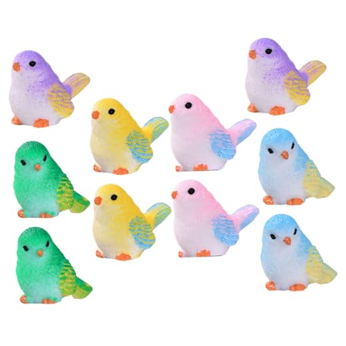 Gatuida 10 Stück Teiliges Harz Vogel Figur Niedliche Miniatur Gartendeko Langlebige Resin Vögel Balkon Garten und Miniaturlandschaften Perfektes für von Gatuida
