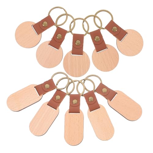 Gatuida 10 Stück Teiliges Holz Schlüsselanhänger Rohlinge aus Massivem Buchenholz Oval und Rund zum Gravieren und DIY Basteln Kreative Holzanhänger für Personalisierte Geschenke und von Gatuida
