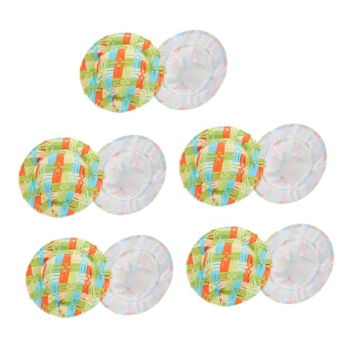 Gatuida 10 Stück Teiliges Mini Gewebte Puppenhüte Filigrane Handarbeit Realistische Kleine Strohhüte für Puppenhaus deko Leichtes DIY Bastelzubehör Langlebig und Hautfreundlich Grün von Gatuida