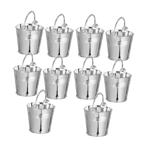 Gatuida 10 Stück Teiliges Mini Kunststoff Eimer Silber Realistische Miniatur Küchengeräte für Vielseitige Wasserbehälter für Puppenhäuser Rollenspiel und Dekoration von Gatuida