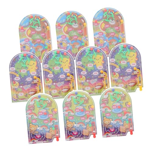 Gatuida 10 Stück Teiliges Mini Pinball Spiel Handheld Kompakt für Handliche Geschicklichkeitsspiele Cartoon Design Fördert Hand Auge Koordination und Fingerkraft als Tischspielzeug von Gatuida