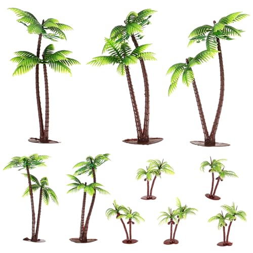 Gatuida 10 Stück Teiliges Miniatur Kokosnussbaum Modell aus Langlebigem Kunststoff Stabile Landschaftsdeko für Sandtisch Mikrolandschaft DIY Architektur Hohe Bäume von Gatuida
