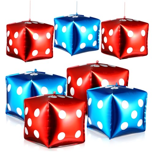 Gatuida 10 Stück Würfel Folienballons Rot Blau Langlebige Aluminiumfolie Dekorativ für Geburtstag Hochzeit Party Vielseitig Einsetzbar als Wand Fenster oder Fotodeko Spiele Thema von Gatuida