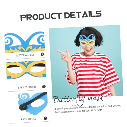 Gatuida 10 Teiliges Bunte Schmetterlings Masken aus Filz Atmungsaktiv und Langlebig für Party Maskerade und Karneval mit Kreativem Design in Gelb Orange und Blau von Gatuida