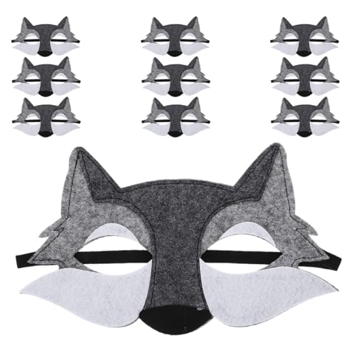 Gatuida 10-teilige Wolfsmaske Aus Filz: Halloween-wolfskostümmaske, Tier-halbgesichtsabdeckung, Maskerade-party, Verkleidungszubehör Für Cosplay-party-festival Gatuida 10-teilige Wolfsmaske Aus Filz: Halloween-wolfskostümmaske, Tier-halbgesichtsabdeckung, Maskerade-party, Verkleidungszubehör Für Cosplay-party-festival von Gatuida