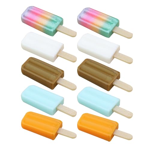 Gatuida 10-teiliges Miniatur-Eiscreme-Spielzeug: Puppenhaus-buntes EIS am Stiel, Simulations-Lebensmittelzubehör – Rollendessert-Spielset für Kinder, Rollenspiele von Gatuida