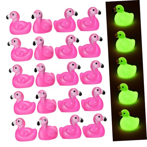 Gatuida 100 Stück Im Dunkeln Leuchtender Flamingo Mini Kuchendeckel Klein Ornament Tiere Winzig Puppenhaus Glühen Leuchtende Figuren Harz von Gatuida