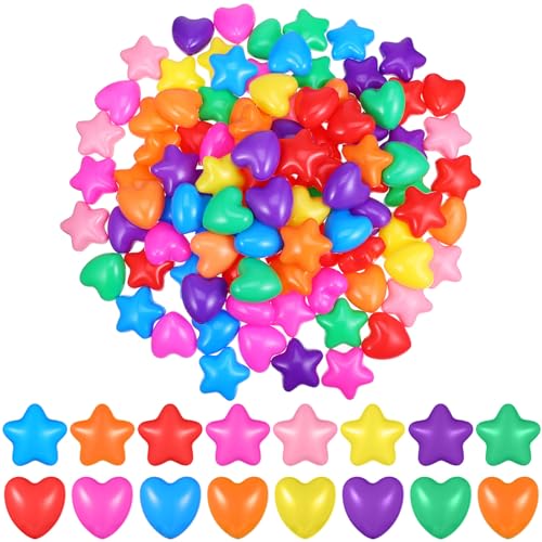 Gatuida 100 Stück Kreative Meeresbälle: Schwimmbadbälle Herzförmige Sternförmige Bunte Spielbälle Weiche Kunststoff-Billardbälle Für Geburtstagsparty-Spiele von Gatuida