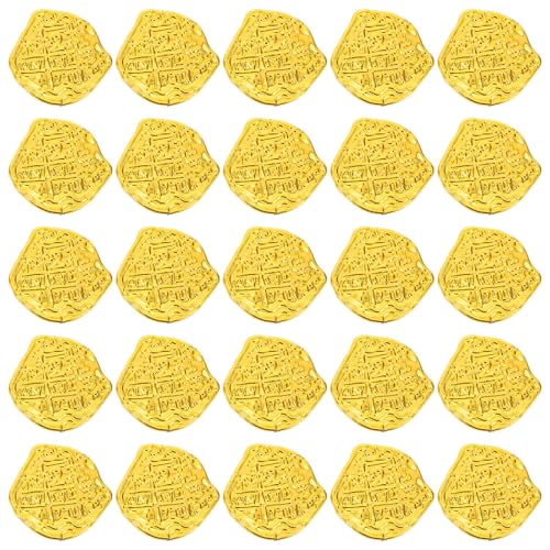 Gatuida 100 Stück gefälschte Piratenmünzen, Gold, gefälschte Münzen, spanische Dublonen-Token für Kinder, Brettspiele, Halloween, Piratenparty, Cosplay von Gatuida