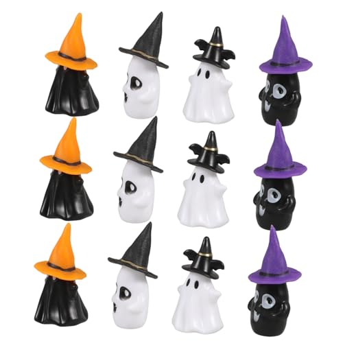 Gatuida 12 Sätze Mini-Geister-hexenhut Gartendekorationszubehör Kleine Halloween-Figuren Terrarium Winzige Geister Winzige Halloween-Figuren Miniatur-Halloween-Ornamente Plastik von Gatuida